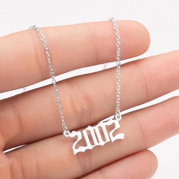 1980-2019 Fødselsår nummer Charm vedhæng rustfrit stål kæde halskæde smykker Golden 1994