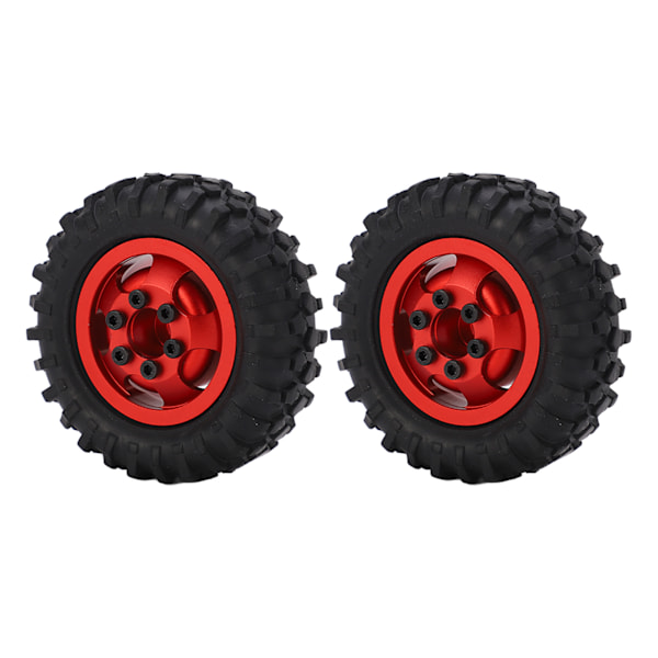 2st/set 55 mm metallfälgar däckset för AXIAL SCX24 1/24 RC bilhjulfälgar gummidäckröd