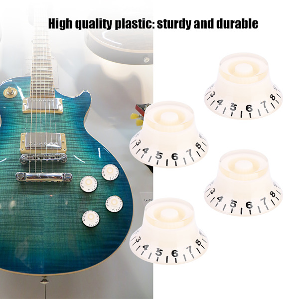 4 st Speed ​​Tone Volymkontrollrattar för EPI LP elgitarr (Vit Svart)