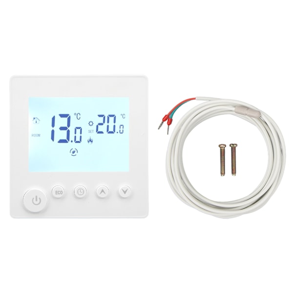 Digital termostat LCD-skjerm Timing Programmerbar temperaturregulator AC 90‑240V for oppvarming 16A elektrisk oppvarming med 3 meter sensorkabel