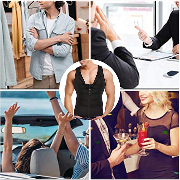 Men Shapewear Slanking Body Shaper Kompresjons Skjorte Tanktopp med glidelås undertøy for magekontroll