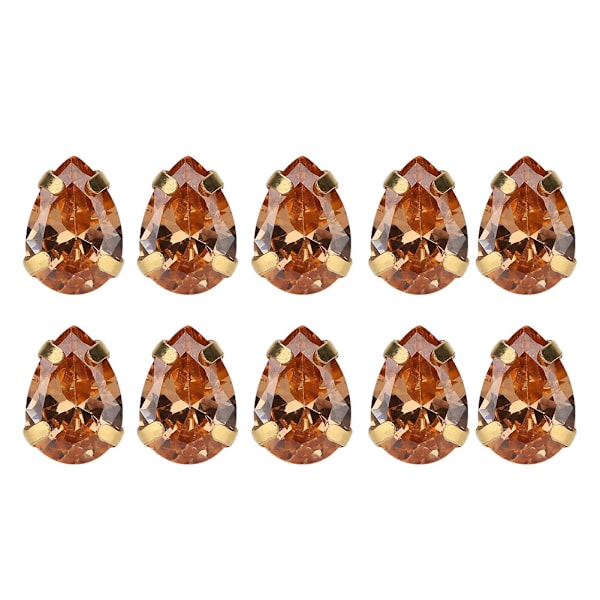 10 kpl Ommeltavia Zirkon-Rhinestoneja Kultaisella Kynnellä DIY Jousi Solmu Vaatteiden Tarvikkeet 7x10mm Champagne