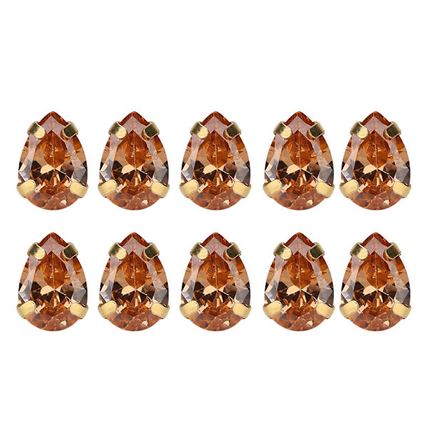 10st sömnad Zirkon Rhinestones Golden Claw DIY Bowknot Kläder Tillbehör 7x10mmChampagne