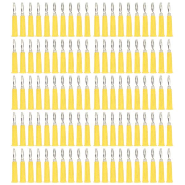 100 stk Horn Bananplugg Messing Sinklegering ABS Sveiset Bananplugg Tilkobling for lastebilbatterier 4mm Gul