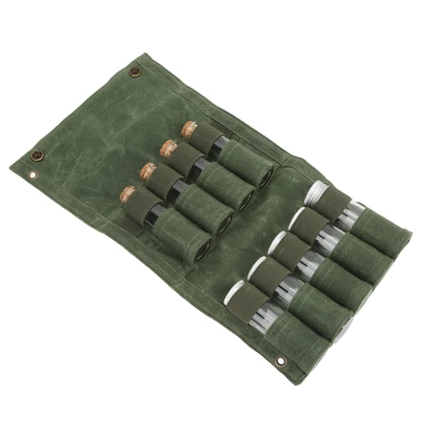 【NX】Kryddflaskväska Vikbar Bärbar Kryddförvaringsväska med 9 Flaskor för Camping Grill Picknick Grön