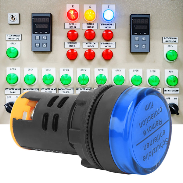 10st BERM LED Strömindikatorlampa PC Flamskyddsskal 22mm Diameter 220V AD16-22D/S Blå