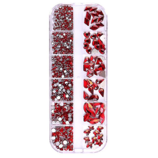 Nail Art Crystal Gems Flat Base Hantverk Smycken Dekoration Designred