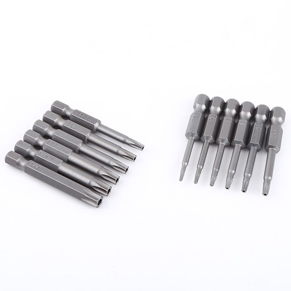 12 kpl 1/4 tuuman varsi 50 mm S2 teräs magneettiset tähtipää ruuvimeisseli Bittisetti T5-T40