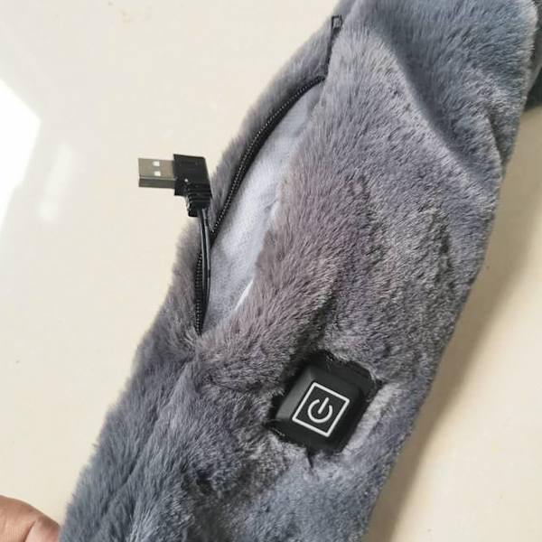 Imiterad kaninpälsuppvärmningshalsduk Mörkgrå 3 växlar Adjustabele Eluppvärmd halsduk