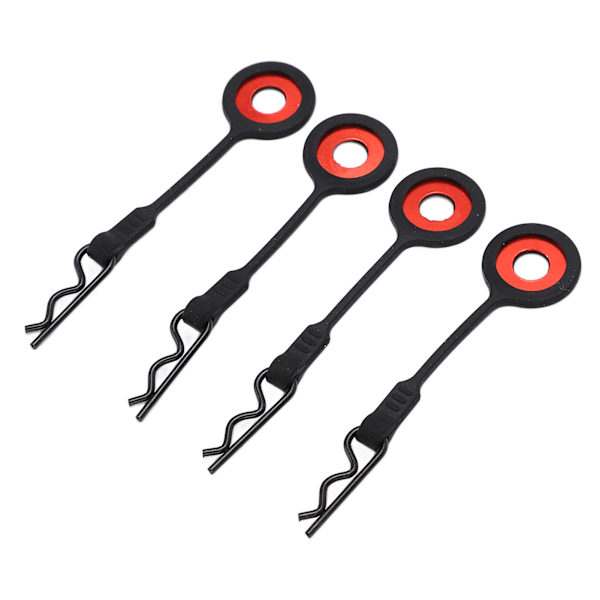 4st RC karossklämmor Pins RC bilskal kaross fasta klämmor Hållare Silikon Metall Universal för 1/10 modell bilsvart