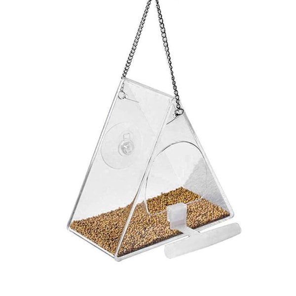 Fågelmatare Klar Akryl Hängande Wild Bird Feeder Fröbricka för inomhus och utomhus trädgård