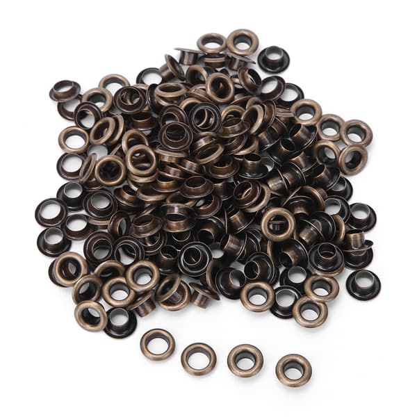 100 sett messing maljer klesveske tilbehør dobbeltsidig 4 mm maljesett bronse