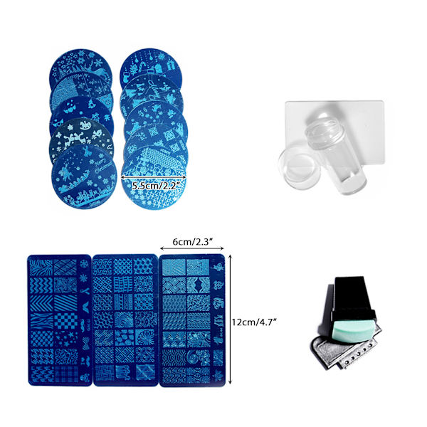 Stämpelplatta Stämpelskrapa Set Fransk Nail Art Stämpel Nagelstämpling Nail Art DIY Nageldekoration