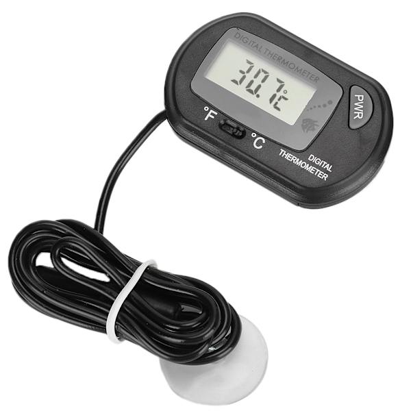 Digital LCD-sensor Akvarium Vattentermometer Styrenhet Kabelansluten Fish Tank Tillbehör svart