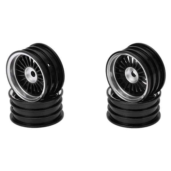 4 stk. Aluminiumfelger for Axial SCX24 1/24 Fjernstyrt Bil Diameter 26,5 mm/1,0 tommer Hjulheks 7 mm/0,28 tommer Svart
