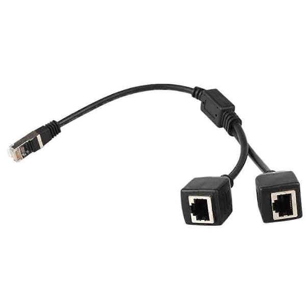 2X RJ45 Ethernet-splitterkabel, 1 han til 2 hun Ethernet-stikkabel egnet Cat6 LAN Ethernet-stikadapter Black