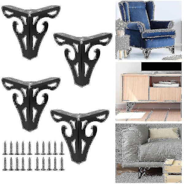 Sofabein i metall med krombelegg - sett med 4
