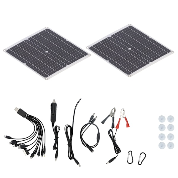 25Wx2 solpanelsett 20V solcellepanel Nødlader for utendørsreiser og camping