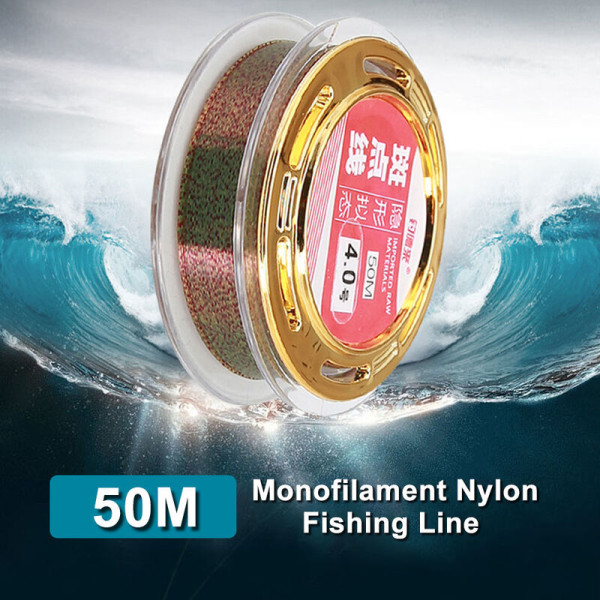 50M nylon fiskesnøre monofilament fiskeline skjult plettet fiskeline 0,8#/1,0#/1,2#/1,5#/2,0#/3,0#/3,5#/4,0#, model: 0,8