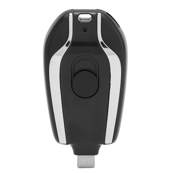 Nyckelring Bärbar Laddare Snabbladdning 1500mAh för Andriod USB C Mini Emergency Power Bank för mobiltelefoner Svart