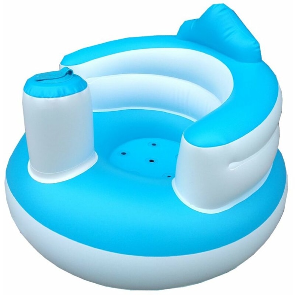 Bærbar oppustelig babystol Børnesofa Træningssæde Klapvogn til fodring Bruser Leg Strand PVC Blå Blå, Model: Blå