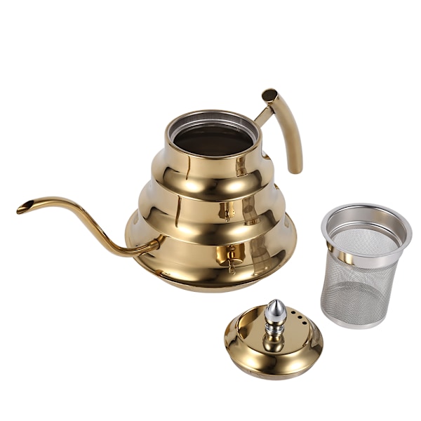 Bambu fogdesign rostfritt stål svanhals kaffekokare Droppgryta Maker Infusion (guld)