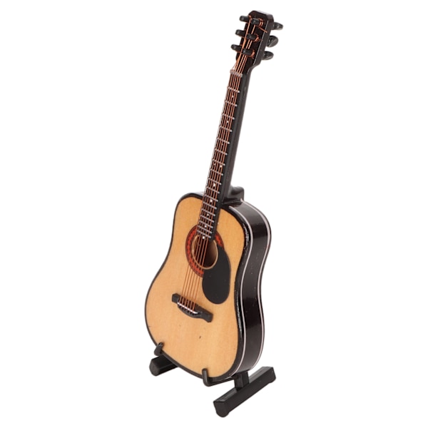 Miniatyr tre-gitarmodell Høy simulering elektrisk gitar Mini-musikinstrument med stativ og etui for hjemmeinnredning