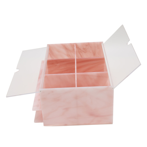 Akryl Dammtät förvaringslåda 10 hål Marmor Textur Fack Ögonfranstransplantation Tillbehör Fodral Rosa