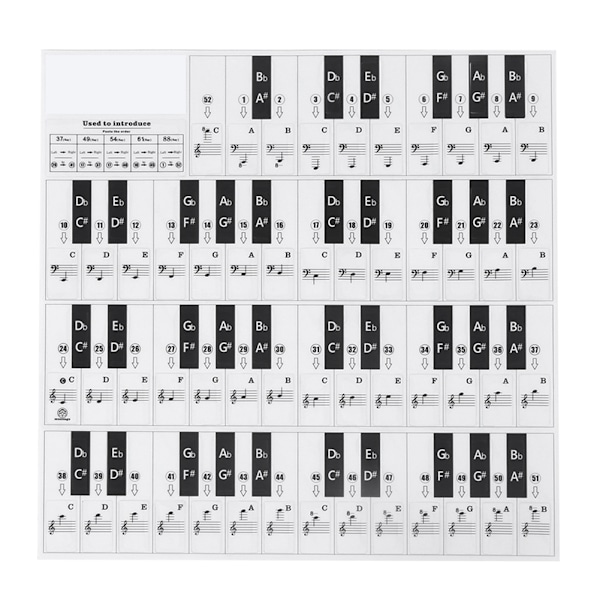 PVC-pianoklistremerker Pianodekor Miljøvennlig Transparent Svart Hvit Key(T-31W)