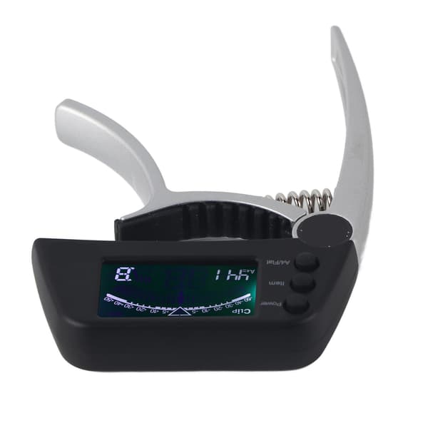 Gitarr Capo Tuner Zinklegering ABS 2 i 1 klämma med LCD Kompatibel med akustisk elektrisk klassiska UkuleleSilver
