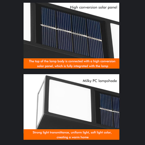 Solar Light Outdoor LED Solar Light Waterproof Outdoor Solar Wall Light för Front Door Backyard Garage Deck
