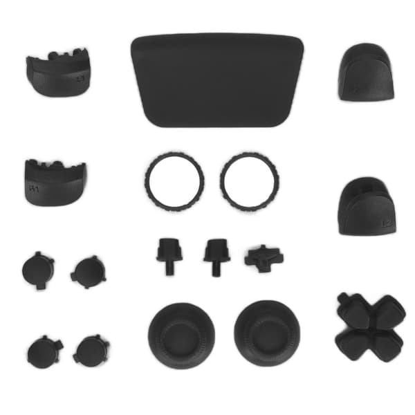Erstatningsknapper L2 R2 Fuld knapsæt reparationssæt kompatibel med erstatningsknapper kompatibel med PS5 Controller Sort
