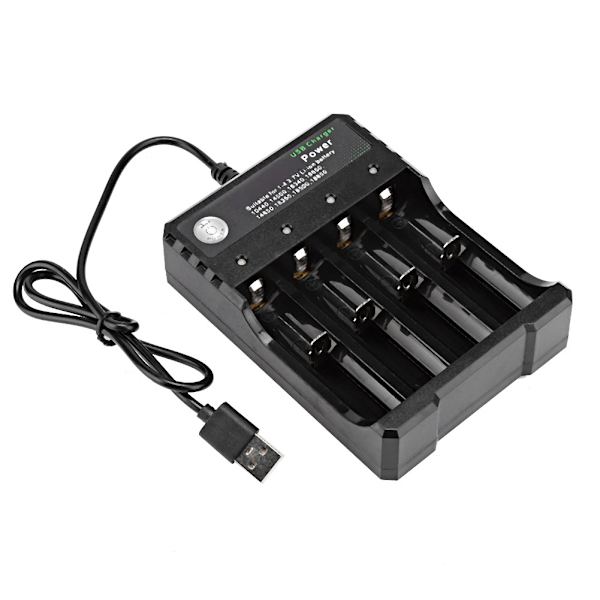 4-plasser Universal USB Smart Batterilader for 18650 oppladbart batteri