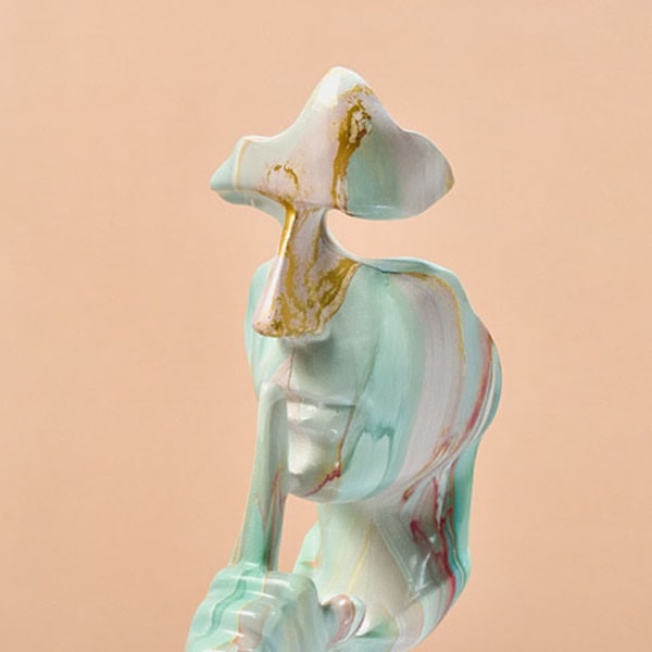 Tænkerstatuette Levende form Kompakt syntetisk harpiks Attraktiv dekorativ stilhed er gylden statuette til hjemmet Grøn guld