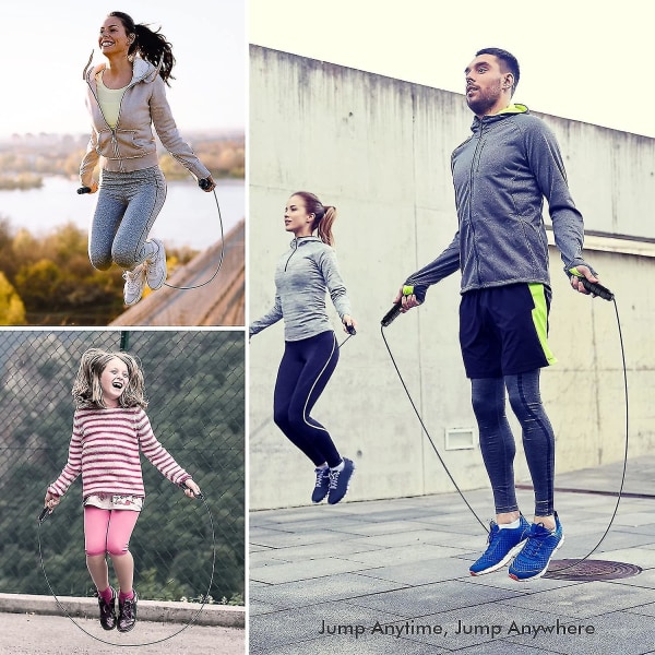 Hoppetov, fri for sammenfiltring med hurtig hastighed hoppereb-kabel med kuglelejer til kvinder, mænd og børn, justerbar træning i stål-hoppereb med skumhåndtag