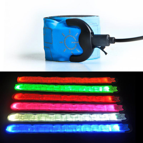 LED-armband USB-laddningsbar Ljusarmband Natt Säkerhetsutrustning för Utomhus Jogging Löpning Cykling Camping Sport