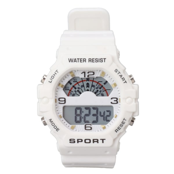 Sport Herr Digital Chronograph Strap Watch Klassisk Vintage fyrkantig Herr Digital Watch WR50M Vattentät Vit