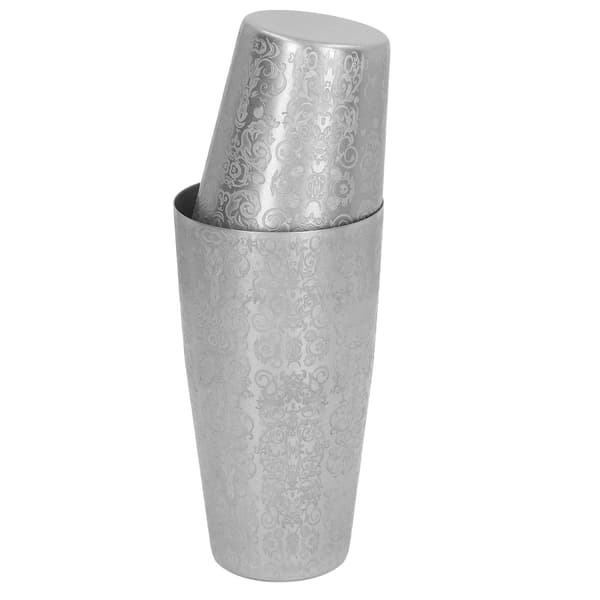 【NX】Cocktail Shaker Boston Shaker Set Graverad Design 304 Rostfritt stål Kompatibel med Bar Bartender