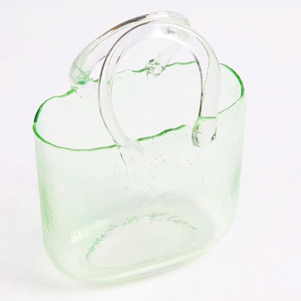 Clear Glass Handbag Shape Flower Vase for Home Wedding Decor - Light Green