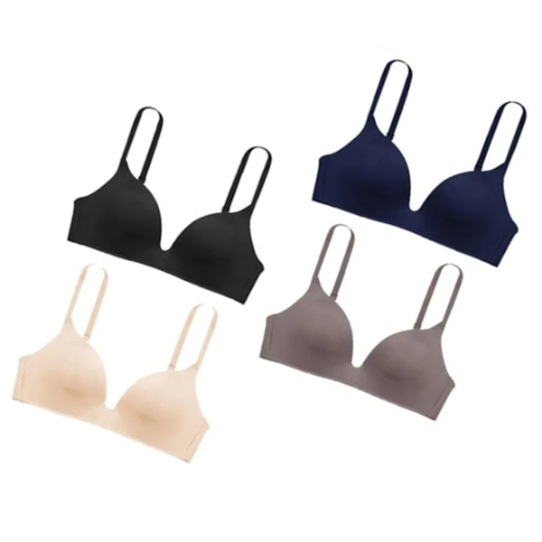 Dame BH 3/4 Cup Trådløs Sømløs Push Up Justerbar Myk Pustende Ren Farge BH for Studenter Dame 4stk Farge Blandet 36AB