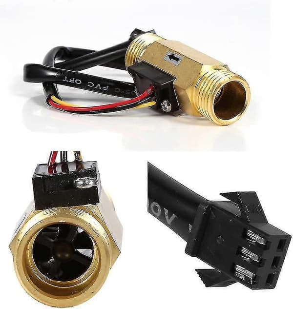 G1/2" DN15mm Vattenflödessensor Brytare Vätskemätare Vattenflödessensor Koppareffekt 1-30L/Min