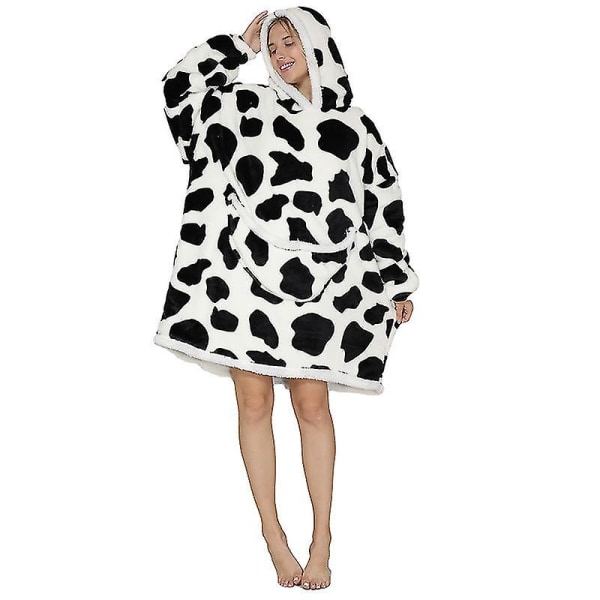 Lazy Blanket Lambswool Pullover Flanell hettegenser Varm Loungewear Cows
