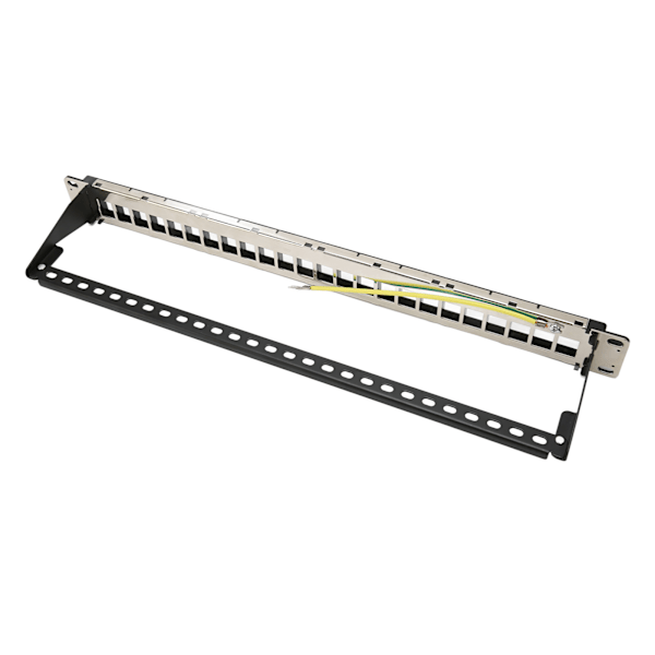 CAT5e Patchpanel 24 porter, anti-interferens, stabil, polert metall, CAT6 rackmontert panel for 19 tommers rackskap