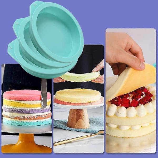 Runde silikonekageforme, 6-pak non-stick silikoneforme til bagning, kage,^ccgv