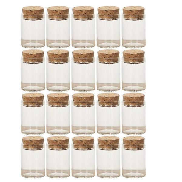 20 stk korkglassflasker Gjennomsiktige teoppbevaringskrukker Mini tomme flasker te-underpakkingsflasker til hjemmefest (30x40 mm) AS Shown 3X4CM