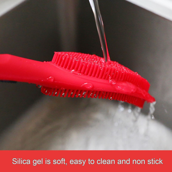 Langt skaft dekorativ silikone rengøringsbørste Nem at rengøre kogeplader scrubber børste Husholdningsprodukter_y Grey