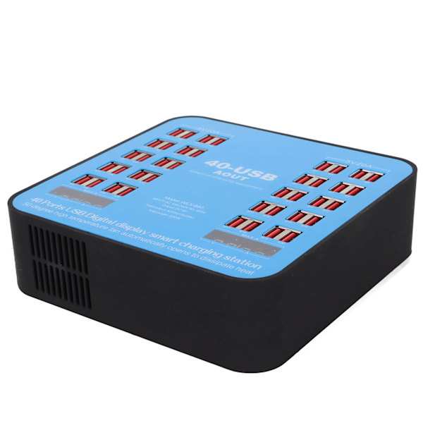 Multiport USB -latausasema WLX‑840 puhelinlatauskeskus 40 porttia 200W matkapuhelimelle tabletille 100‑240V US-pistoke