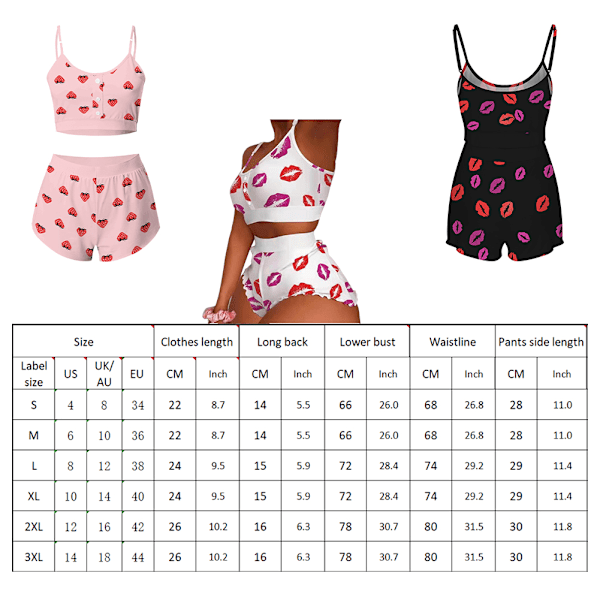 Pyjamasset Dam Kortärmad Bekväm Rosa L Size Sovkläder för sommaren