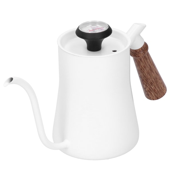 Kaffekande 650 ml rustfrit stål lang smal tud kaffekoger med termometer Hvid