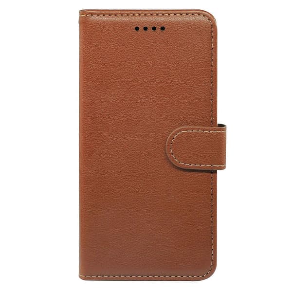 Compatible with iPhone 17 Case, RFID Blocking Wallet, Lychee Textured Leather Case, Magnetic Clasp {Brown} Brown Brown
